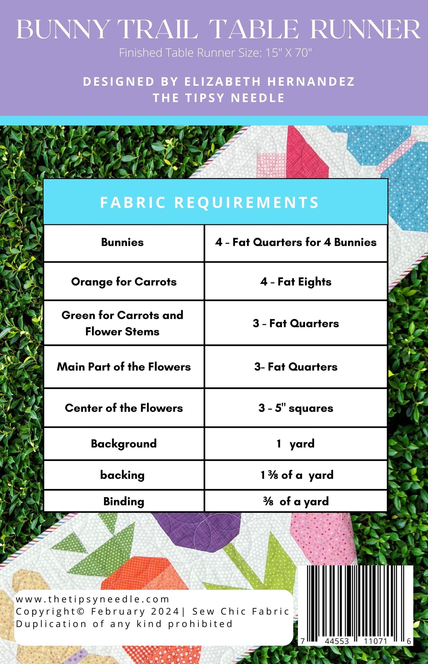 TTN-131 Bunny Trail Table Runner Printed Pattern