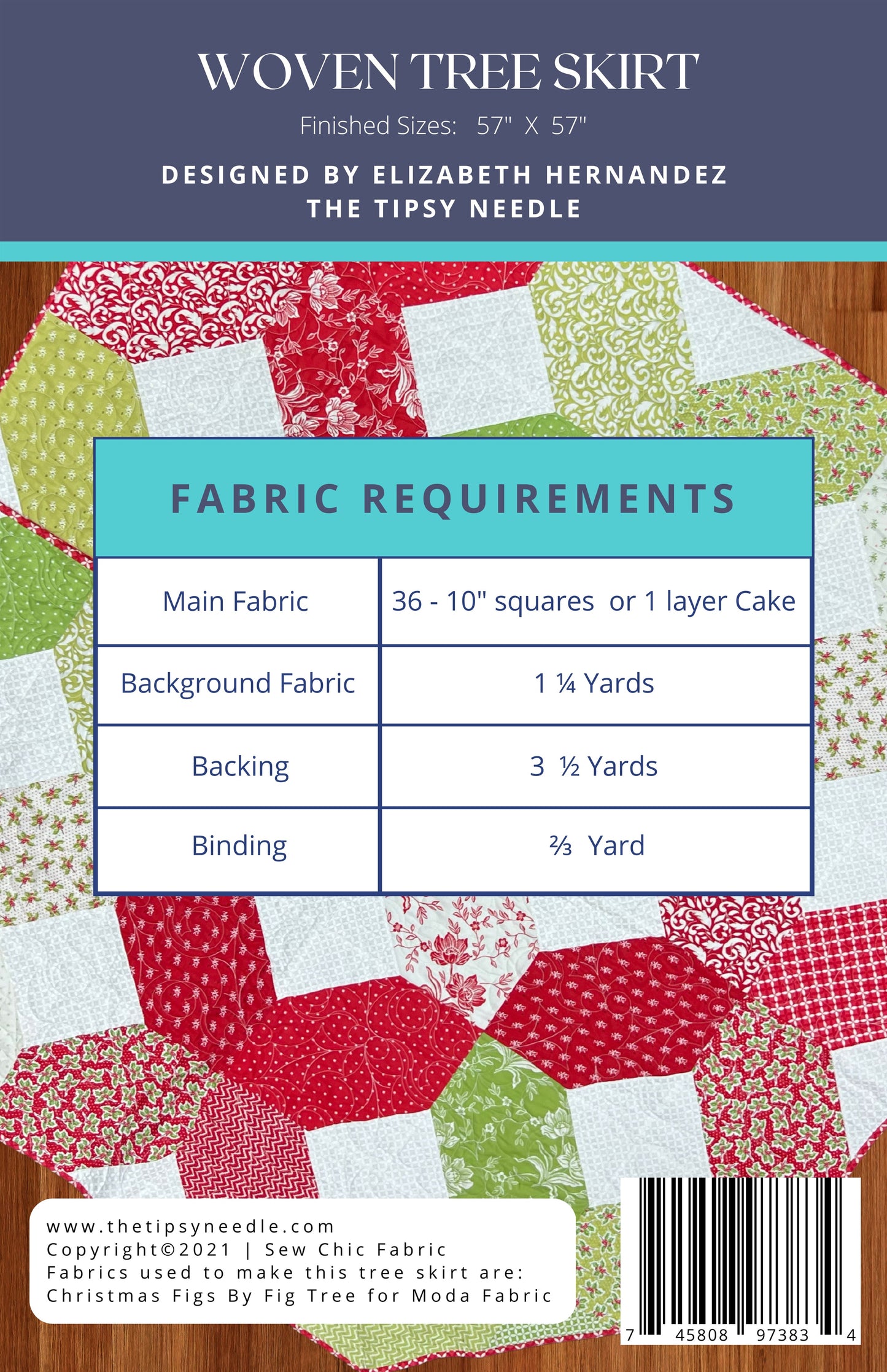 TTN-111 Woven Tree Skirt Digital Quilt Pattern