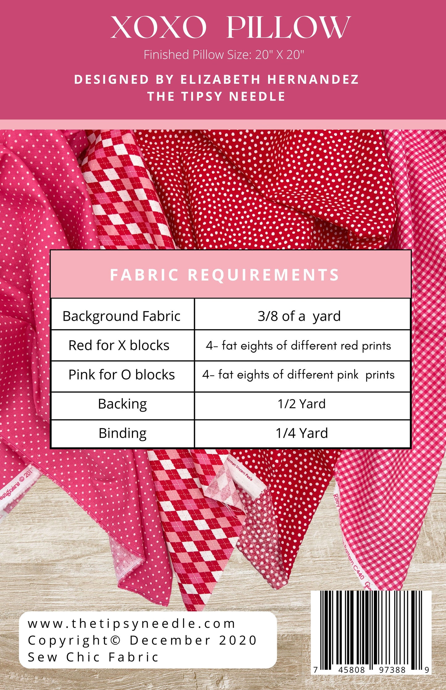 TTN-116 XOXO Valentines Pillow Digital Quilt Pattern