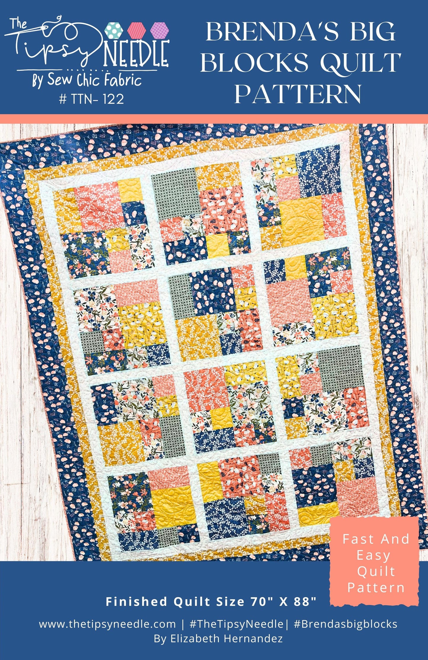 TTN-122 Brenda's Big Blocks Printed Quilt Pattern