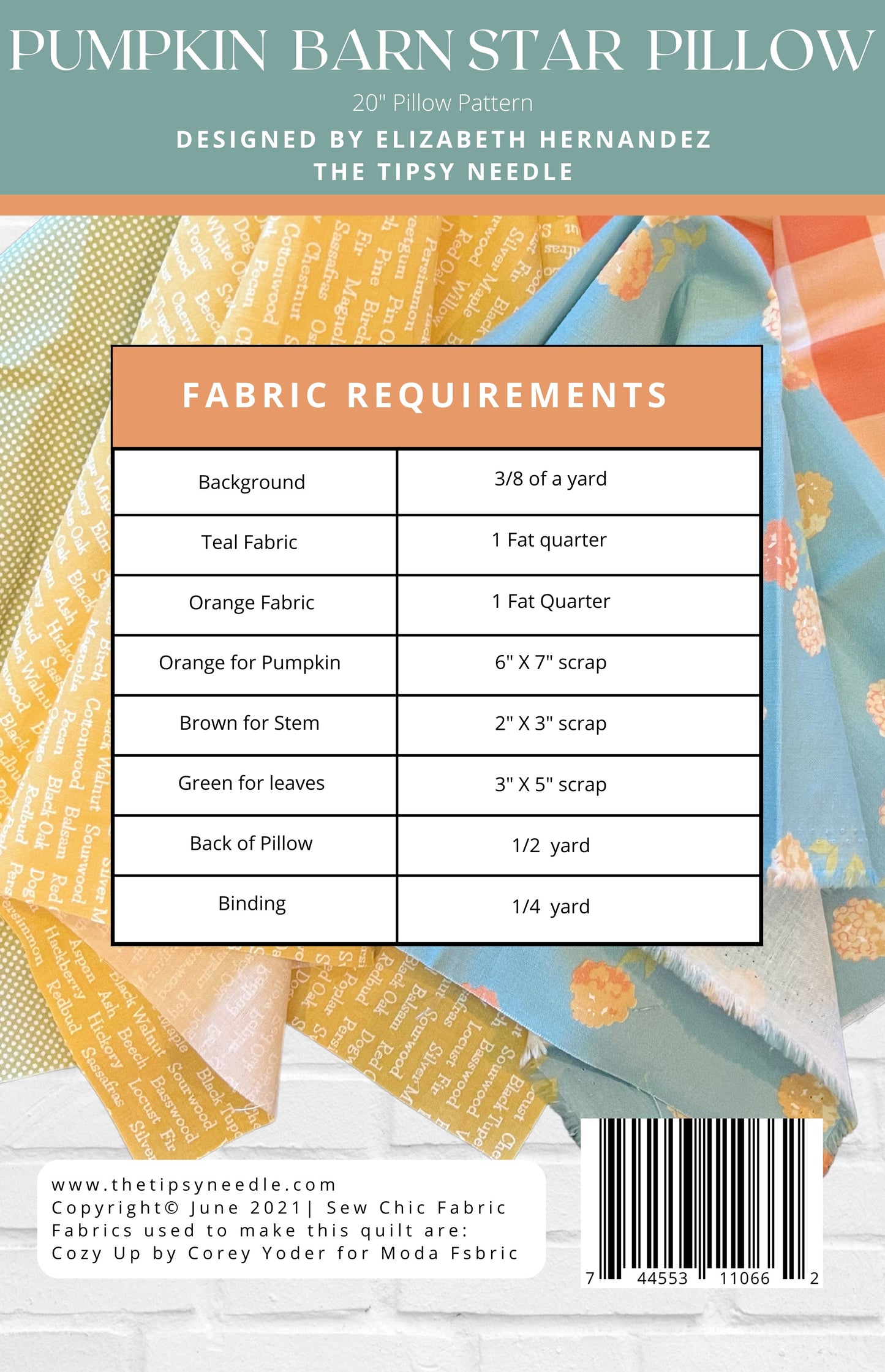 TTn-126 Pumpkin Barn Star Pillow Digital PDF Pattern