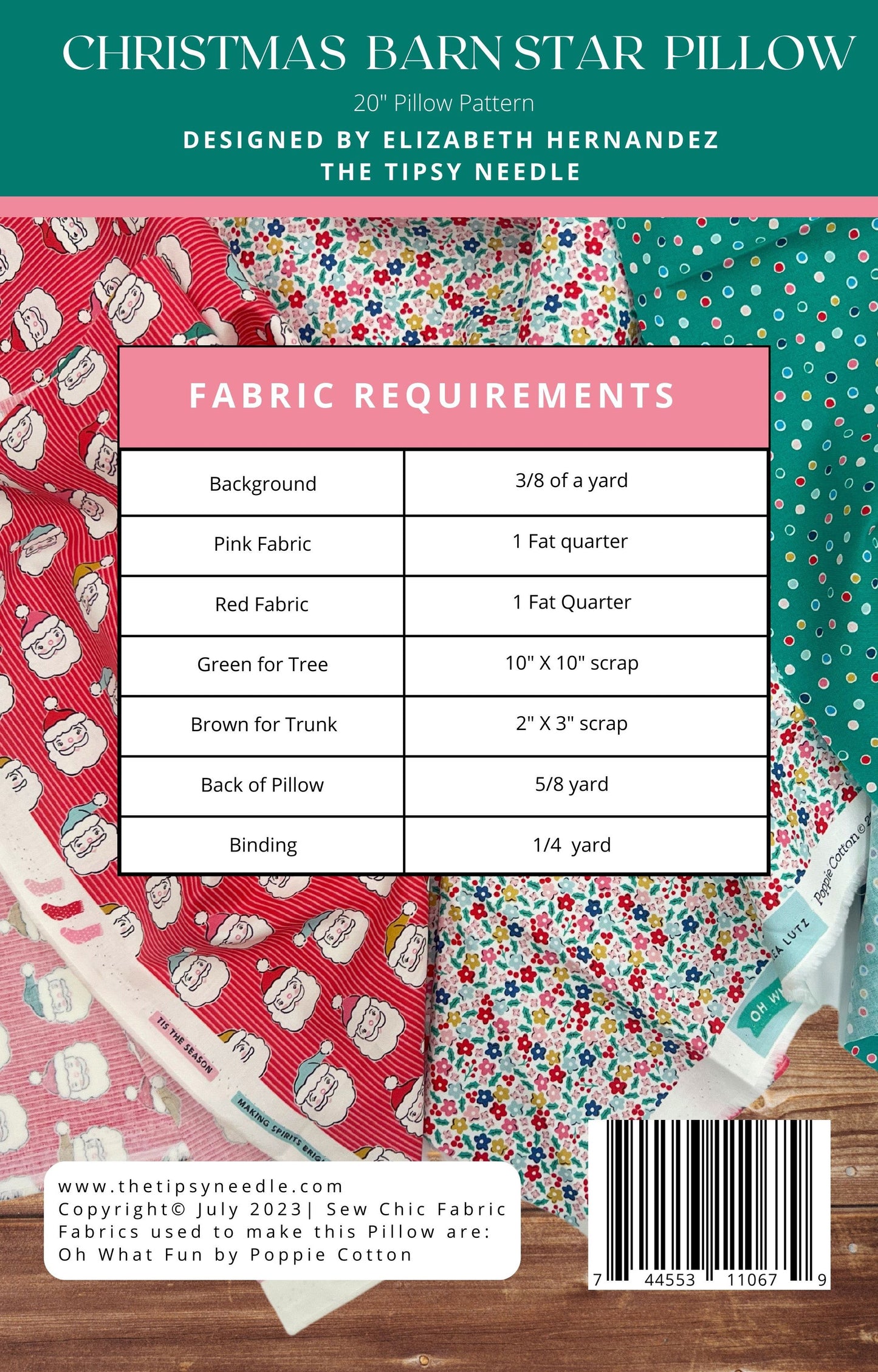 TTN-127 Christmas Barn Star Pillow PDF Pattern