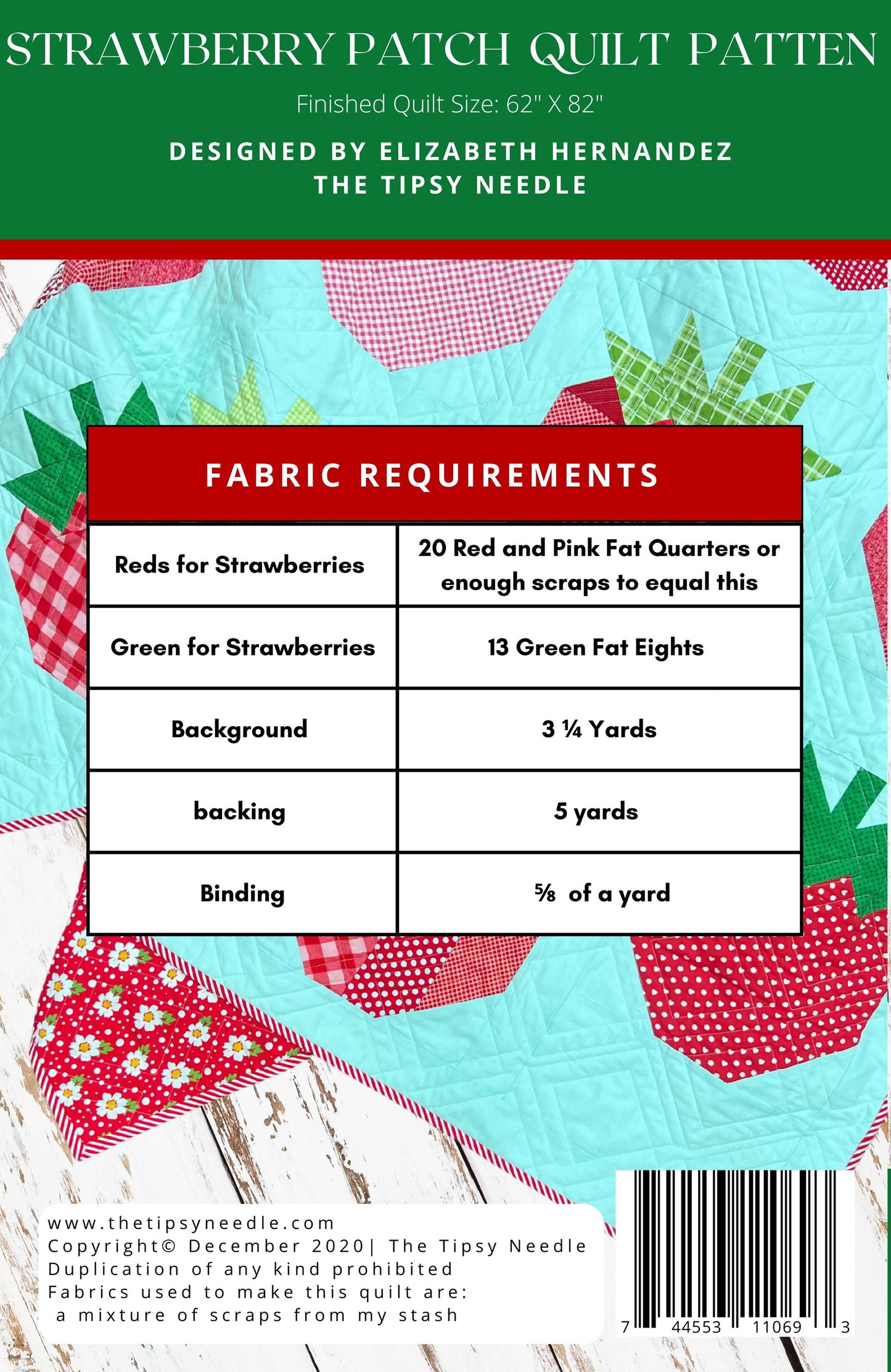 TTN-129 Strawberry Patch Quilt Pattern PDF Digital Download