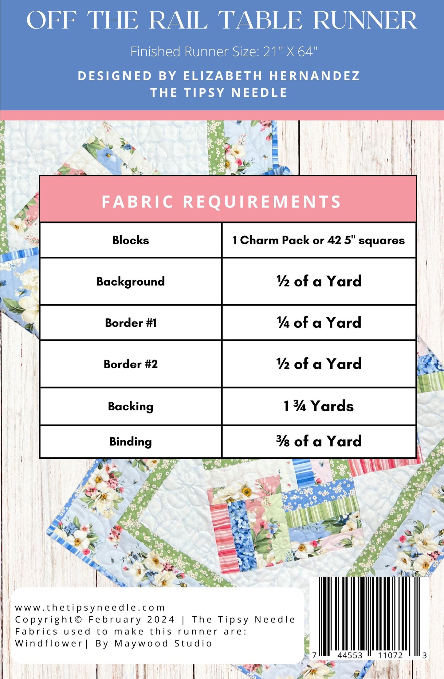 TTN-132 Off The Rail Table Runner PDF Digital Pattern