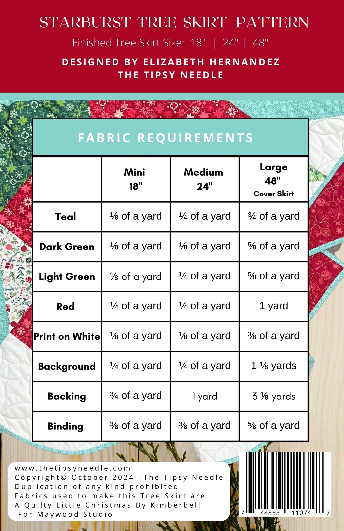 TTN-134 Starburst Tree Skirt Printed Pattern