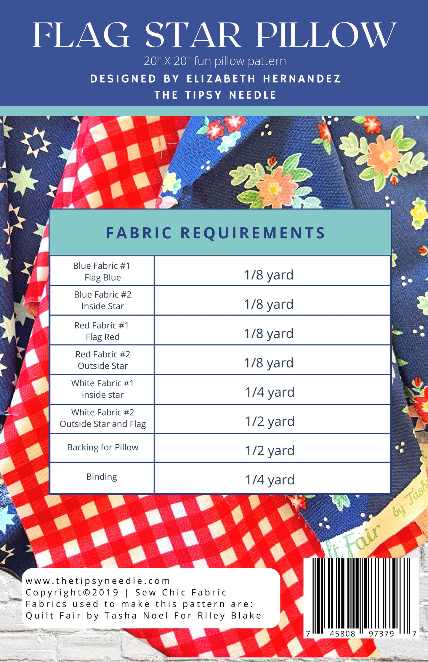 TTN-107 Flag Star Pillow Digital PDF Pattern