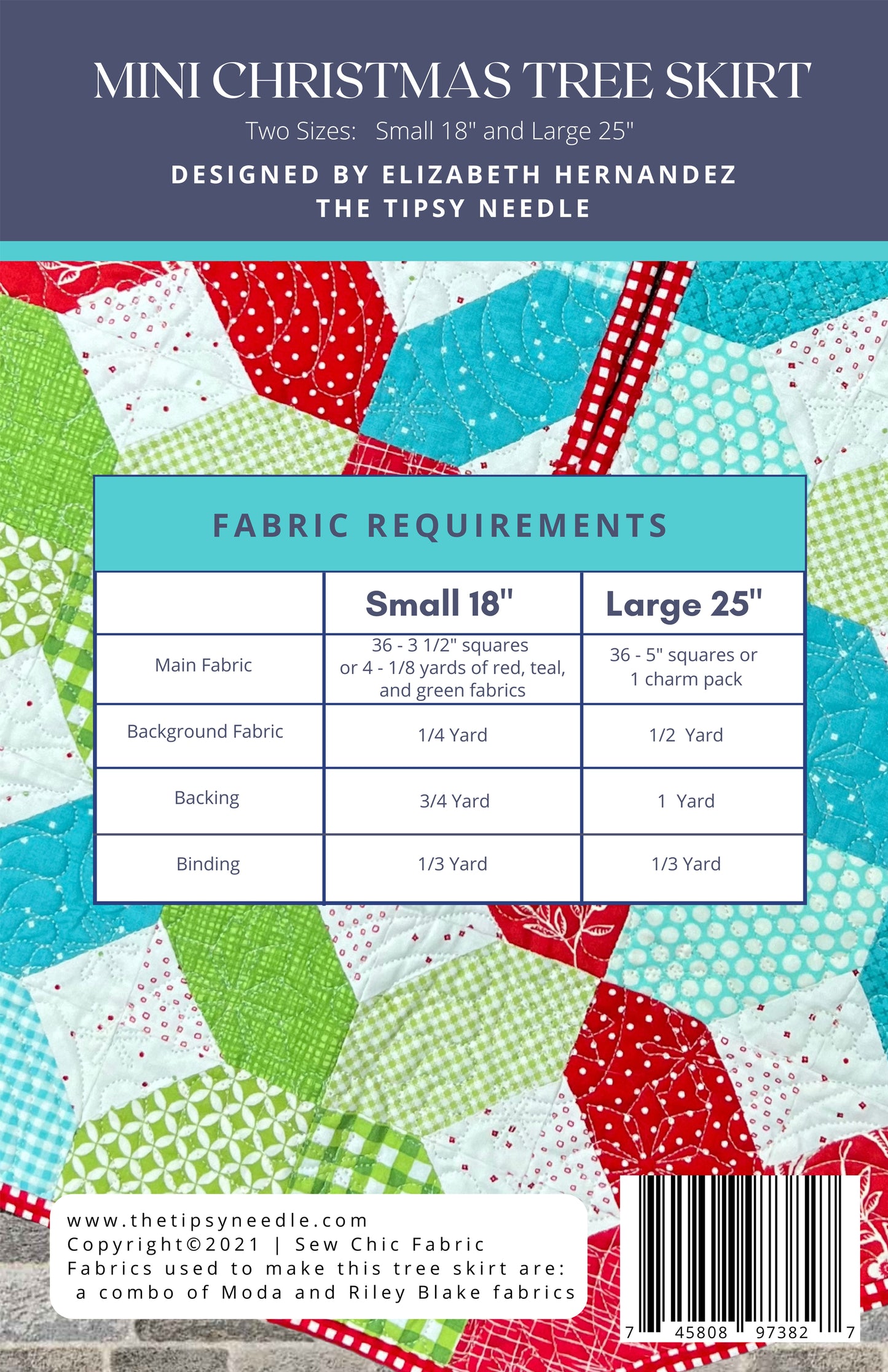 TTN-110 Mini Tree Skirt Printed Quilt Pattern