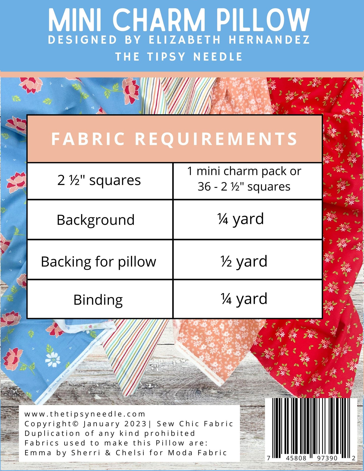 TTN-118 Tipsy Shots Mini Charm Pillow Printed Pattern