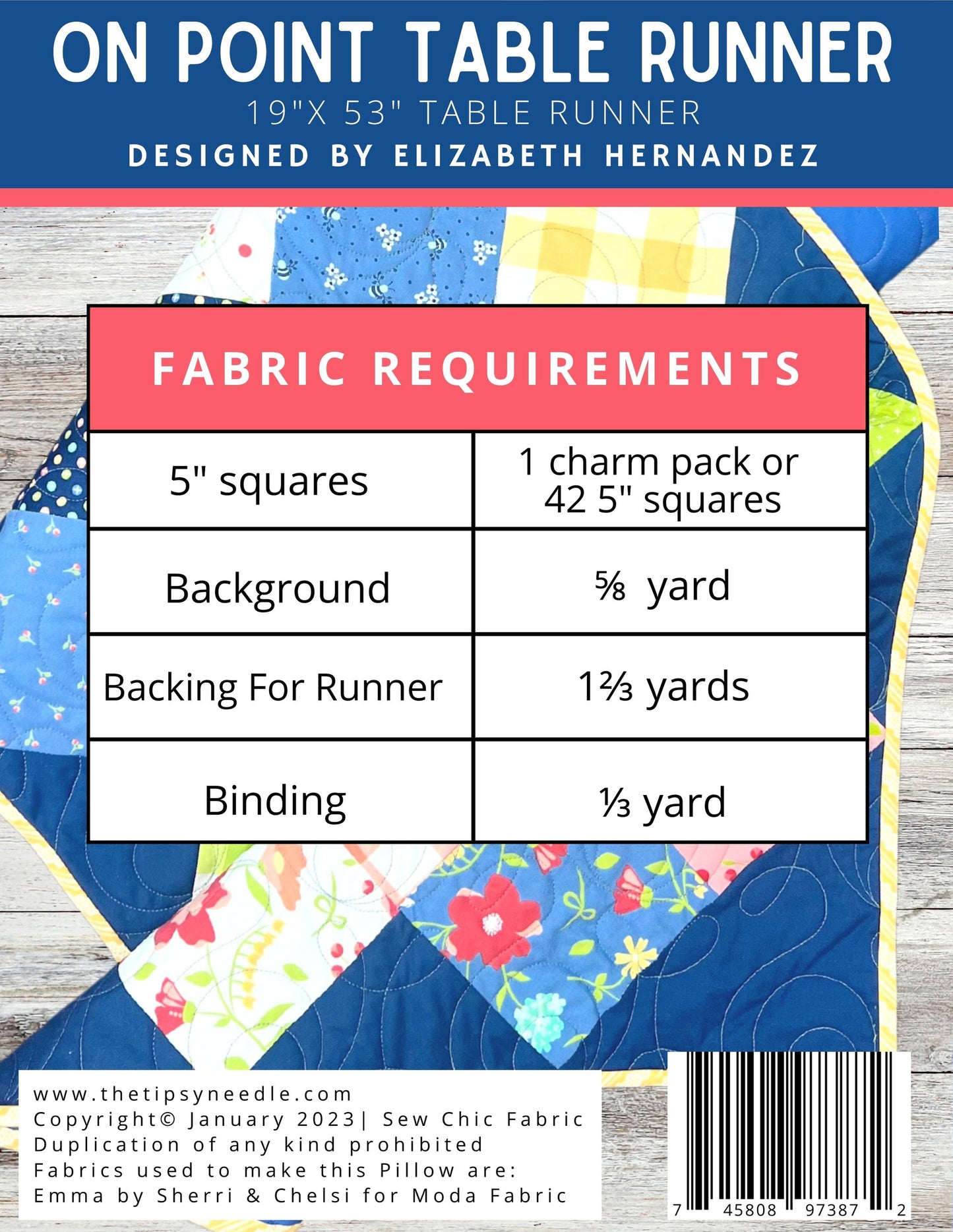 TTN-119 Tipsy Shots On Point Table Runner Printed Pattern