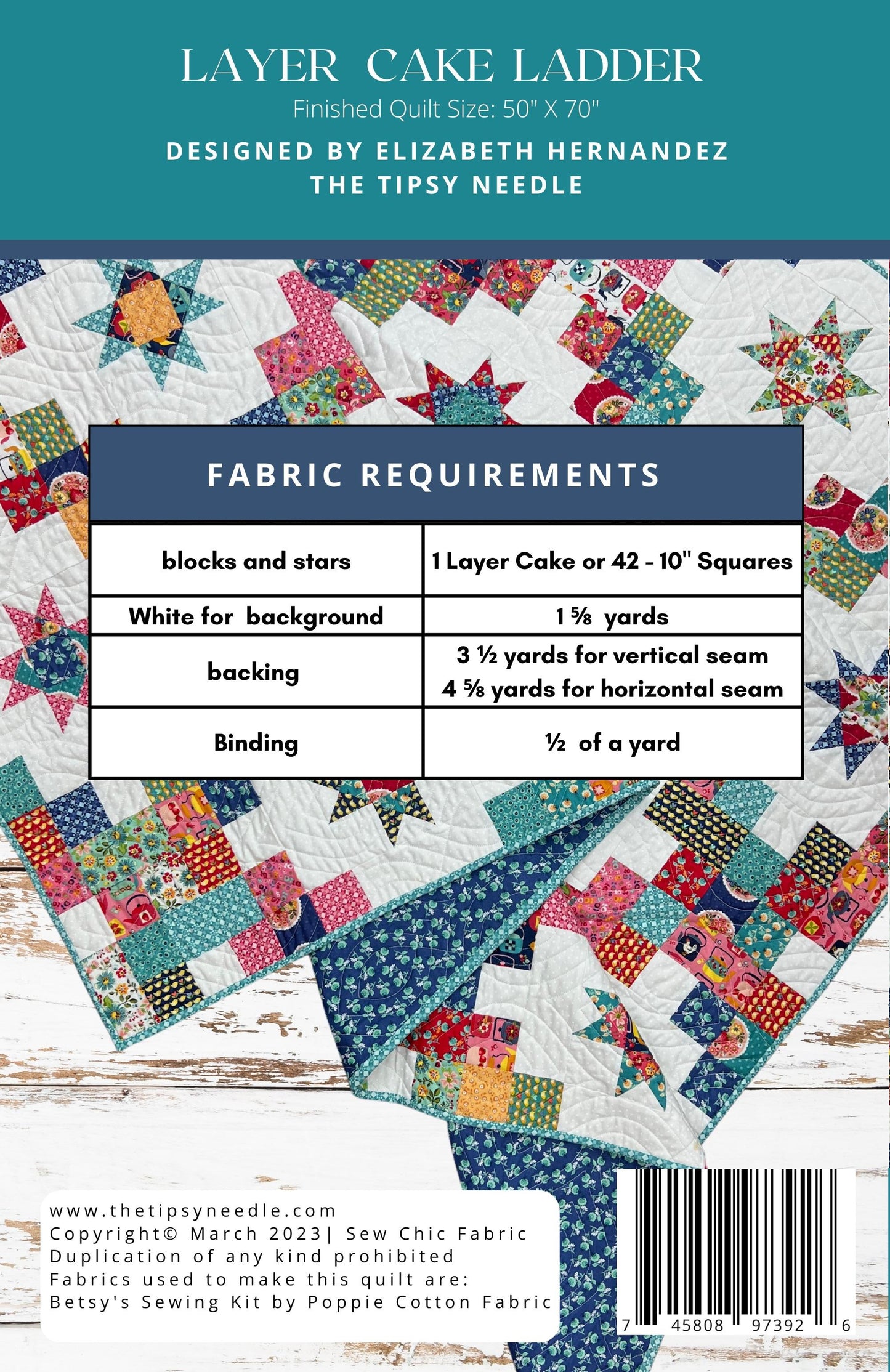 TTN-120 Layer Cake Ladder Printed Quilt Pattern