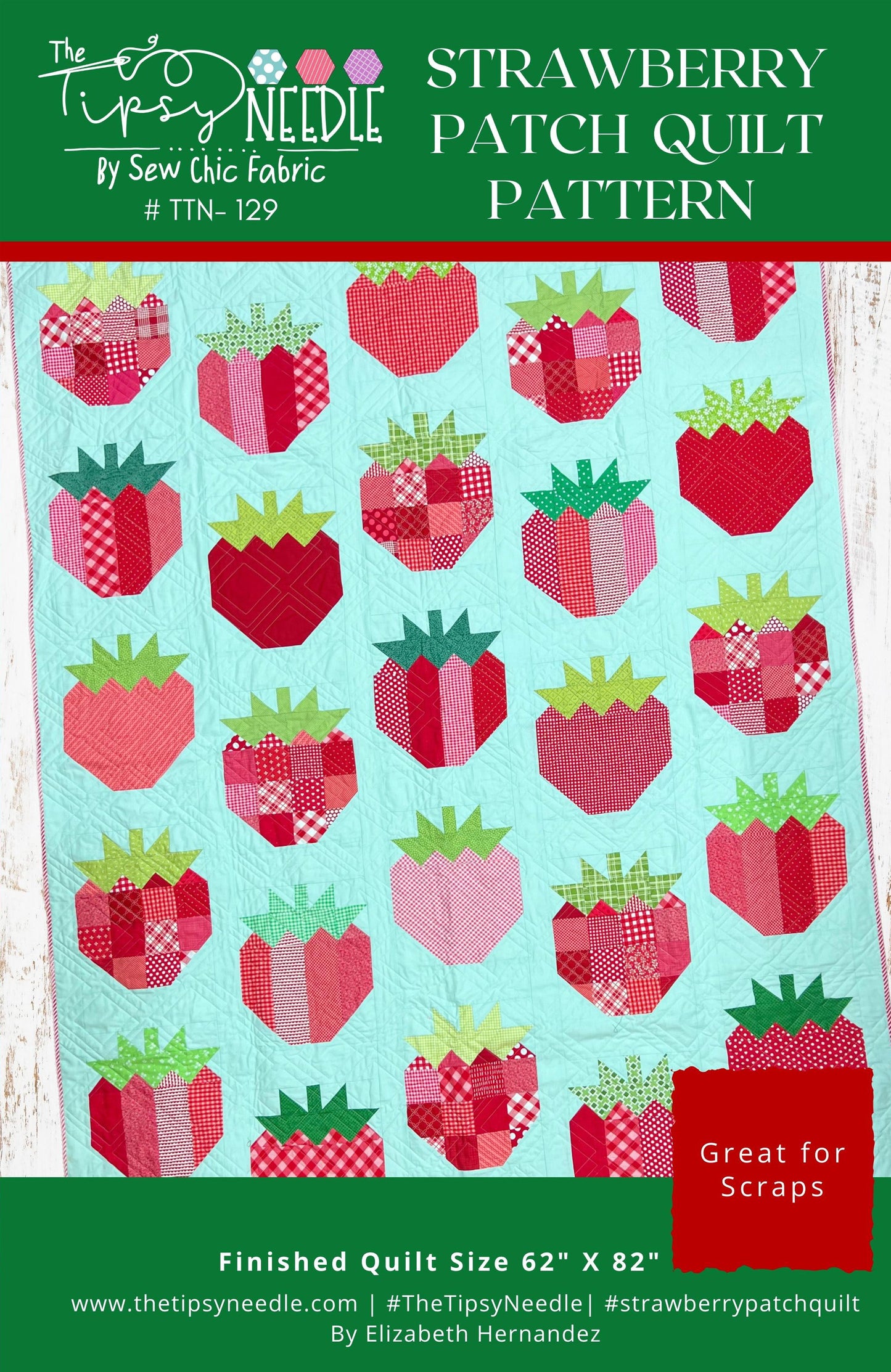 TTN-129 Strawberry Patch Quilt Pattern PDF Digital Download