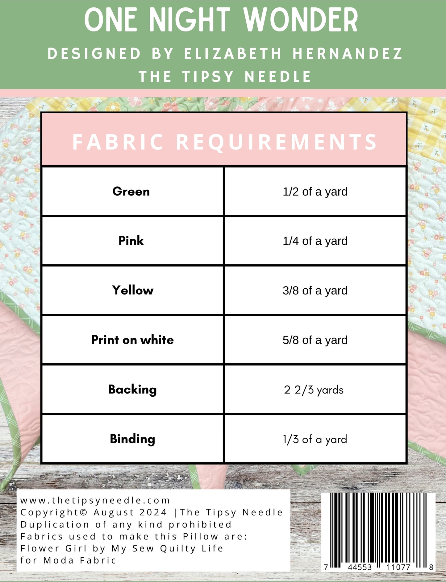 TTN-137 Tipsy Shots One Night Wonder Digital PDF Pattern