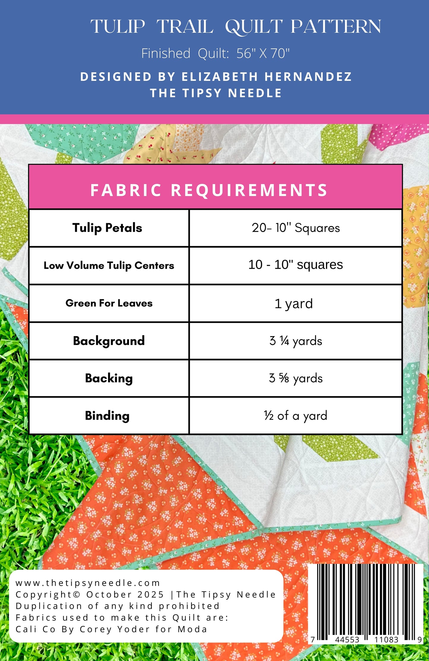 TTN-143 Tulip Trail Quilt Printed Pattern