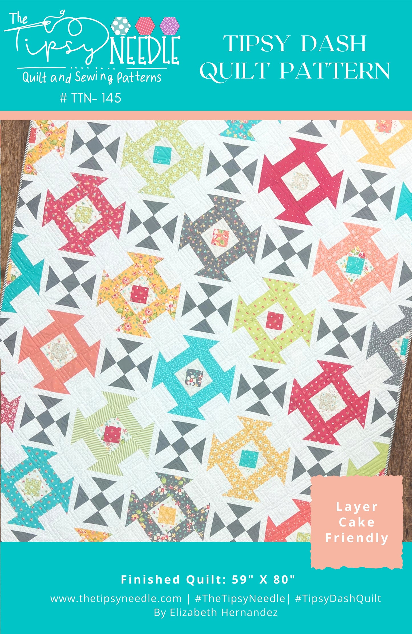 TTN-145 Tipsy Dash Quilt Printed Pattern
