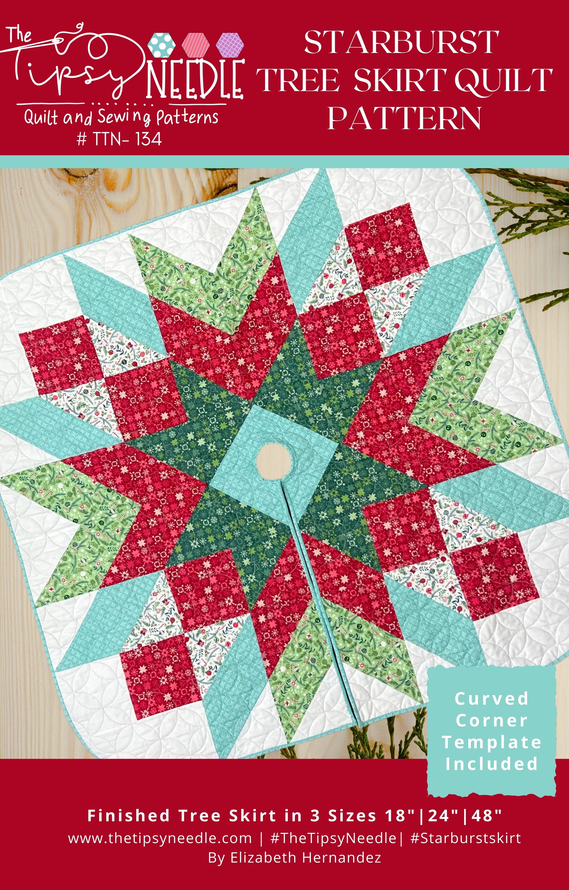 TTN-134 Starburst Tree Skirt Printed Pattern – The Tipsy Needle ttn-134-starburst-tree-skirt-printed-pattern-the-tipsy-needle