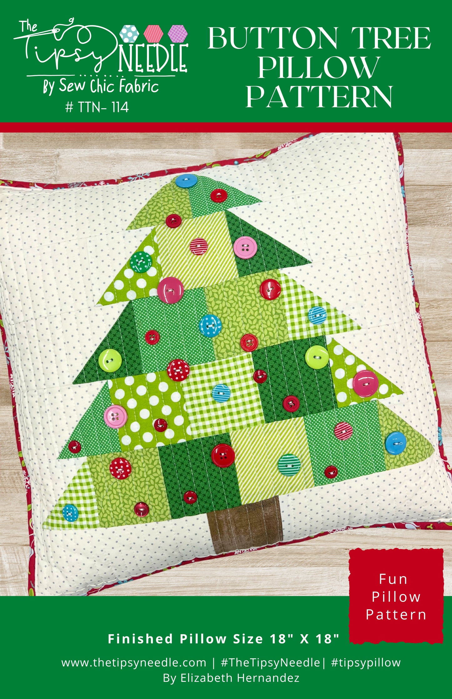 TTN-114 Button Tree Pillow Printed Quilt Pattern