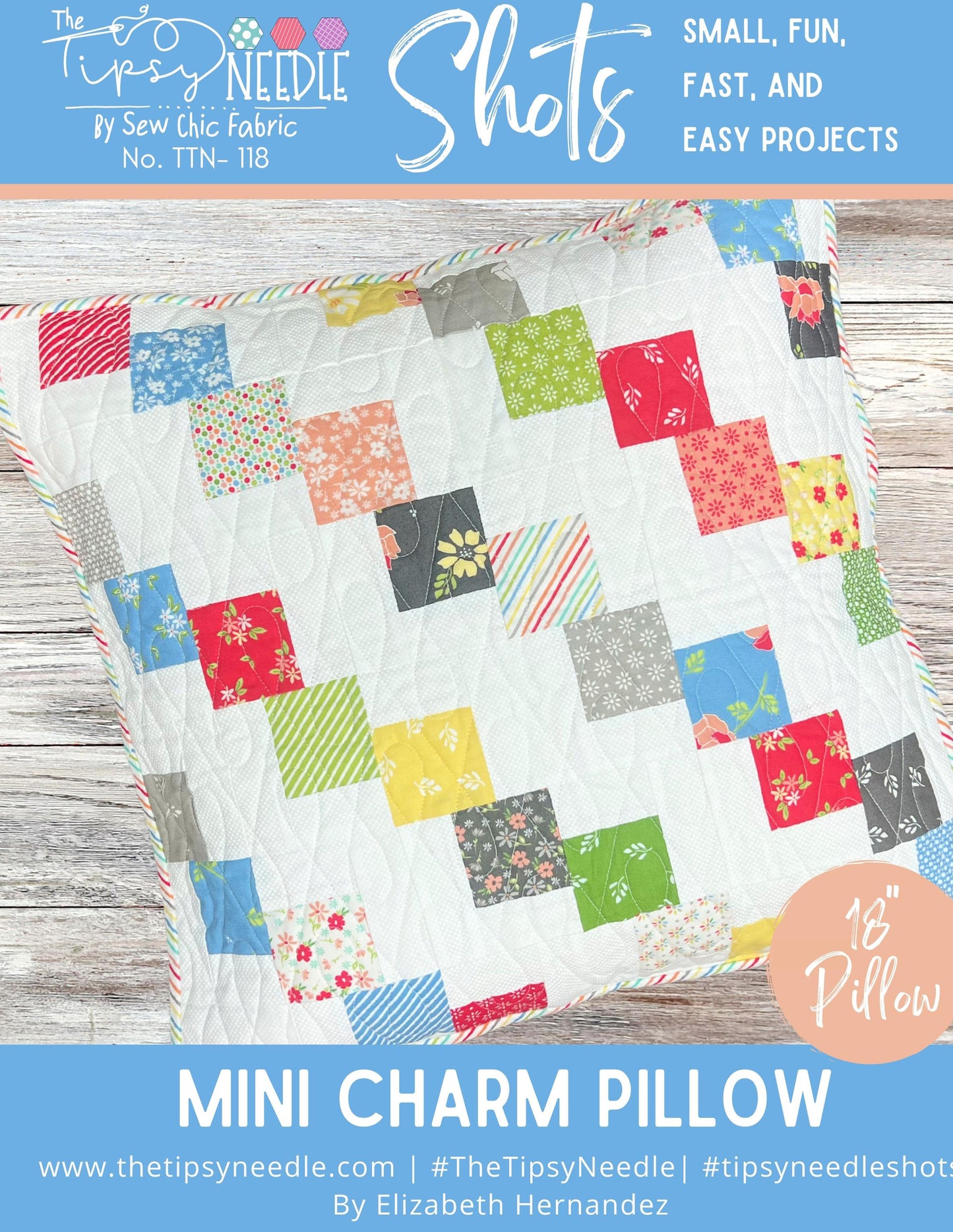 TTN-118 Tipsy Shots Mini Charm Pillow Printed Pattern
